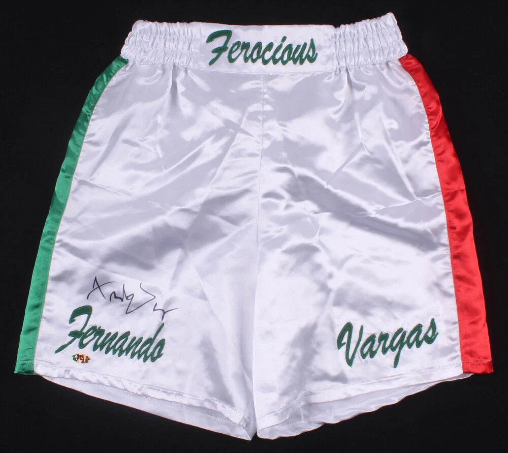 FERNANDO VERGAS AUTOGRAPHED BOXING TRUNKS (FEROCIOUS) - MAB HOLOGRAM!