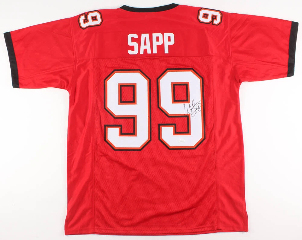 WARREN SAPP AUTOGRAPHED CUSTOM JERSEY (TAMPA BAY BUCCANEERS) - JSA COA!