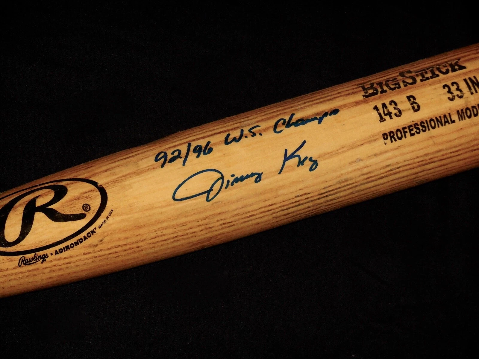 JIMMY KEY AUTOGRAPHED BAT (YANKEES / BLUE JAYS) - Spring Training Used Bat!