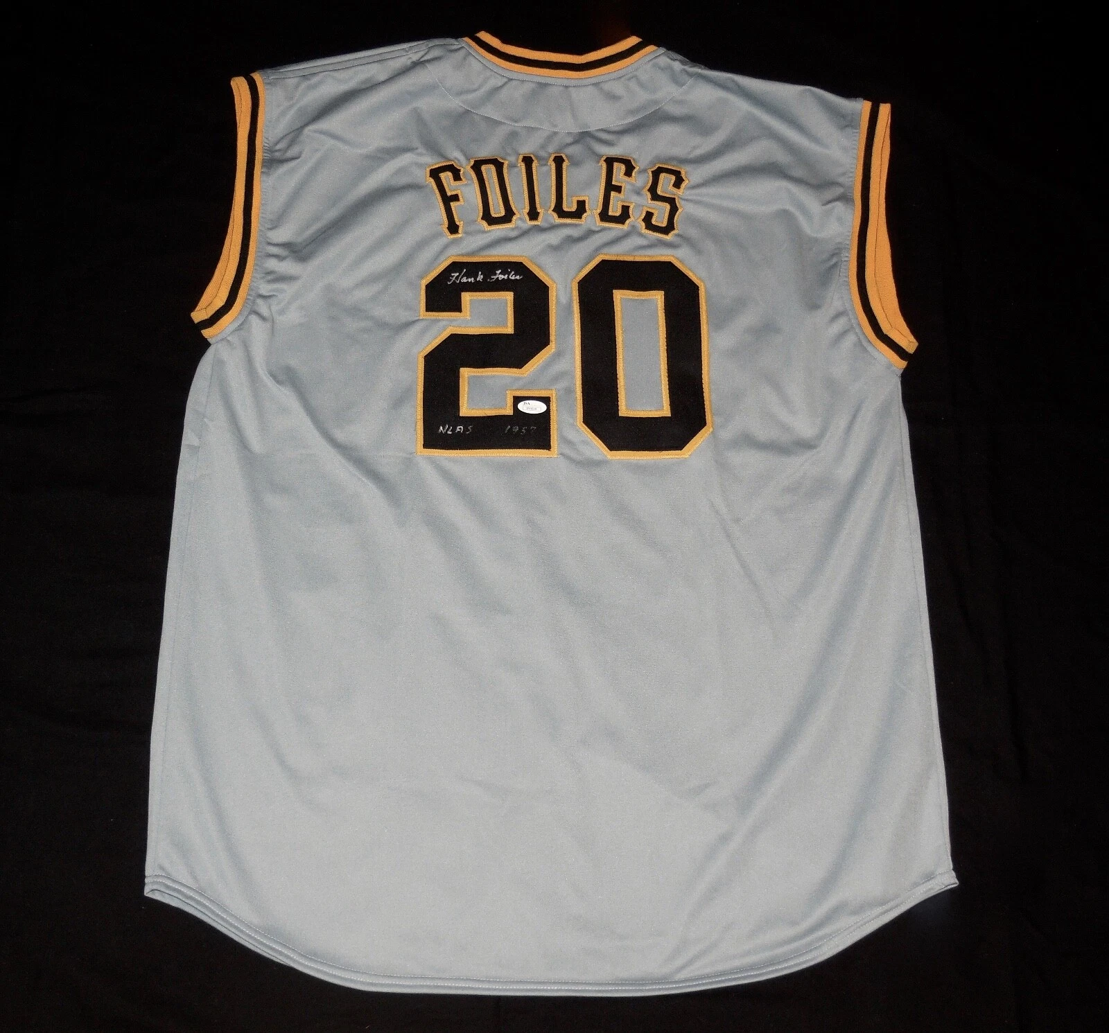 HANK FOILES AUTOGRAPHED CUSTOM JERSEY (PITTSBURGH PIRATES) - JSA COA!