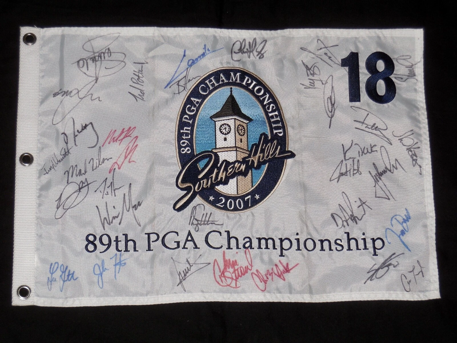 PGA CHAMPIONSHIP AUTOGRAPHED GOLF FLAG (33 AUTOS) - Immelman, Villegas, Bradley,