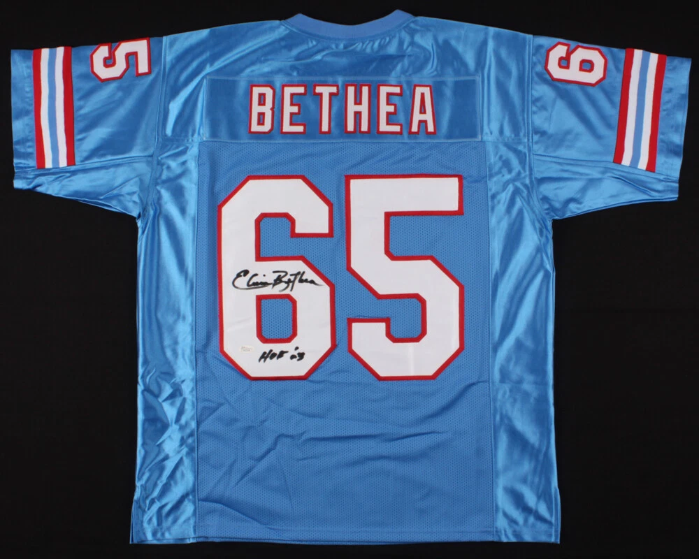 ELVIN BETHEA AUTOGRAPHED CUSTOM JERSEY (HOUSTON OILERS) - JSA COA!