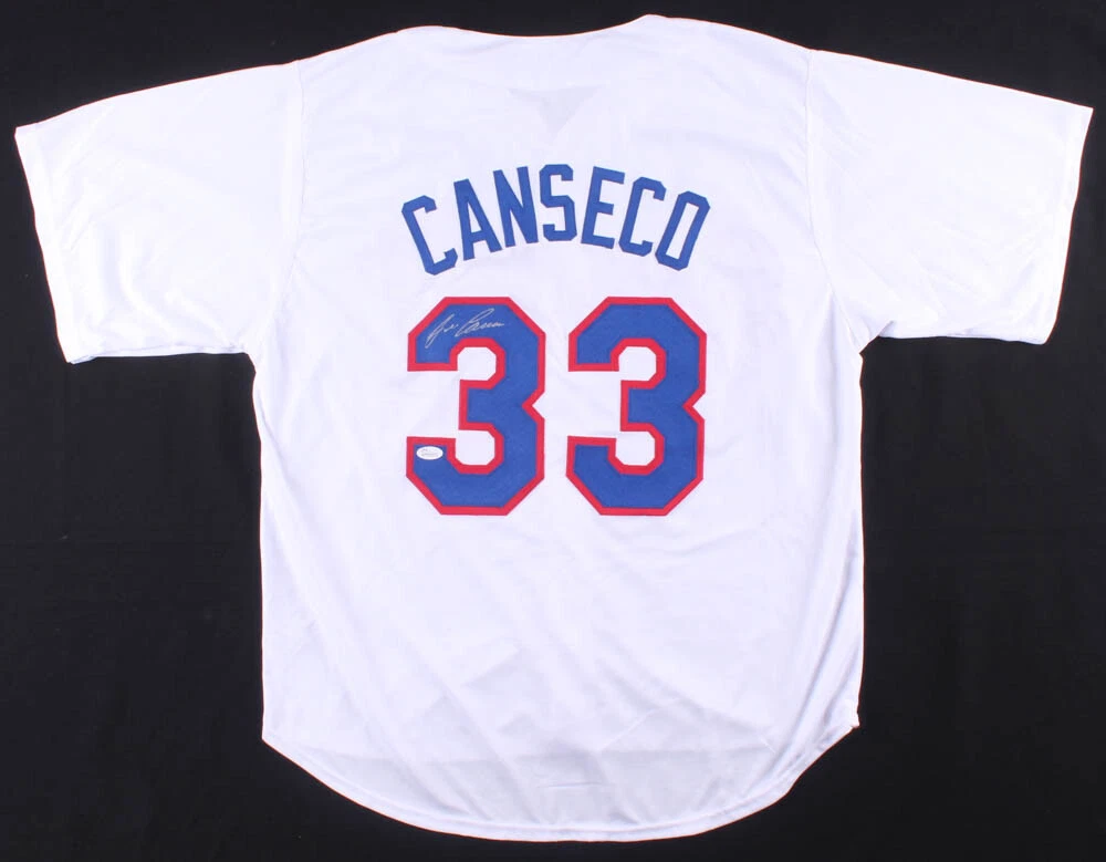 JOSE CANSECO AUTOGRAPHED CUSTOM JERSEY (TEXAS RANGERS) - JSA COA!