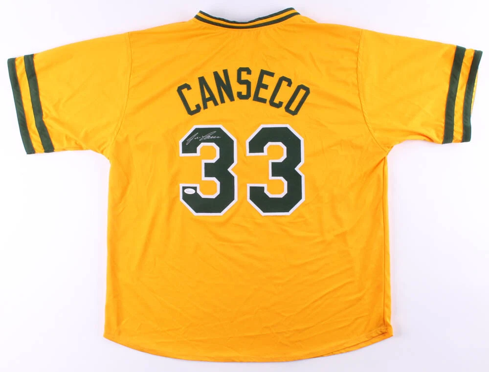 JOSE CANSECO AUTOGRAPHED CUSTOM JERSEY (OAKLAND ATHLETICS) - JSA COA!