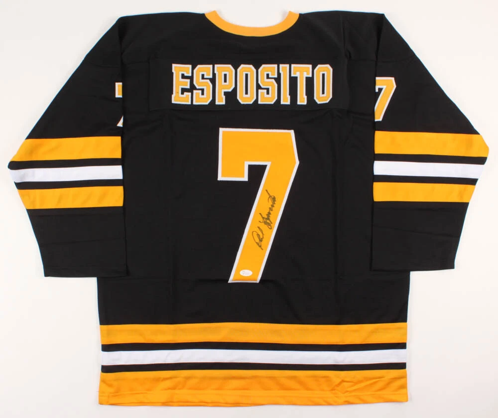 PHIL ESPOSITO AUTOGRAPHED CUSTOM JERSEY (BOSTON BRUINS) - JSA COA!