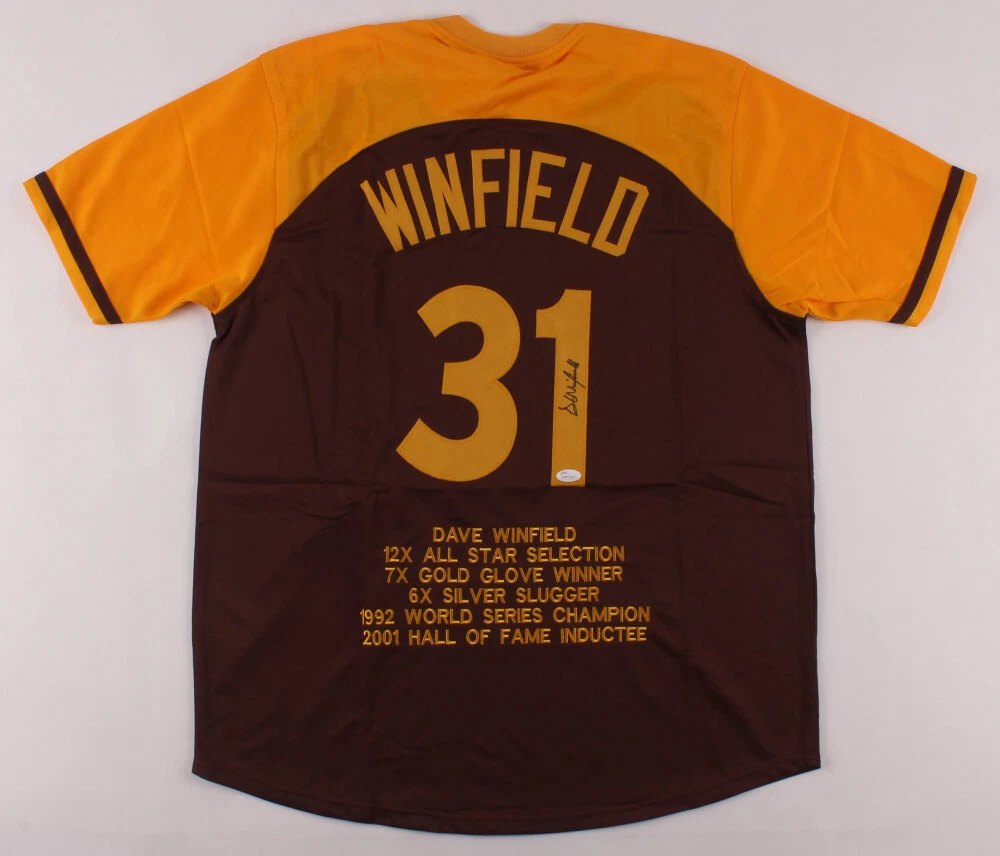 DAVE WINFIELD AUTOGRAPHED CUSTOM STAT JERSEY (SAN DIEGO PADRES) - JSA COA!