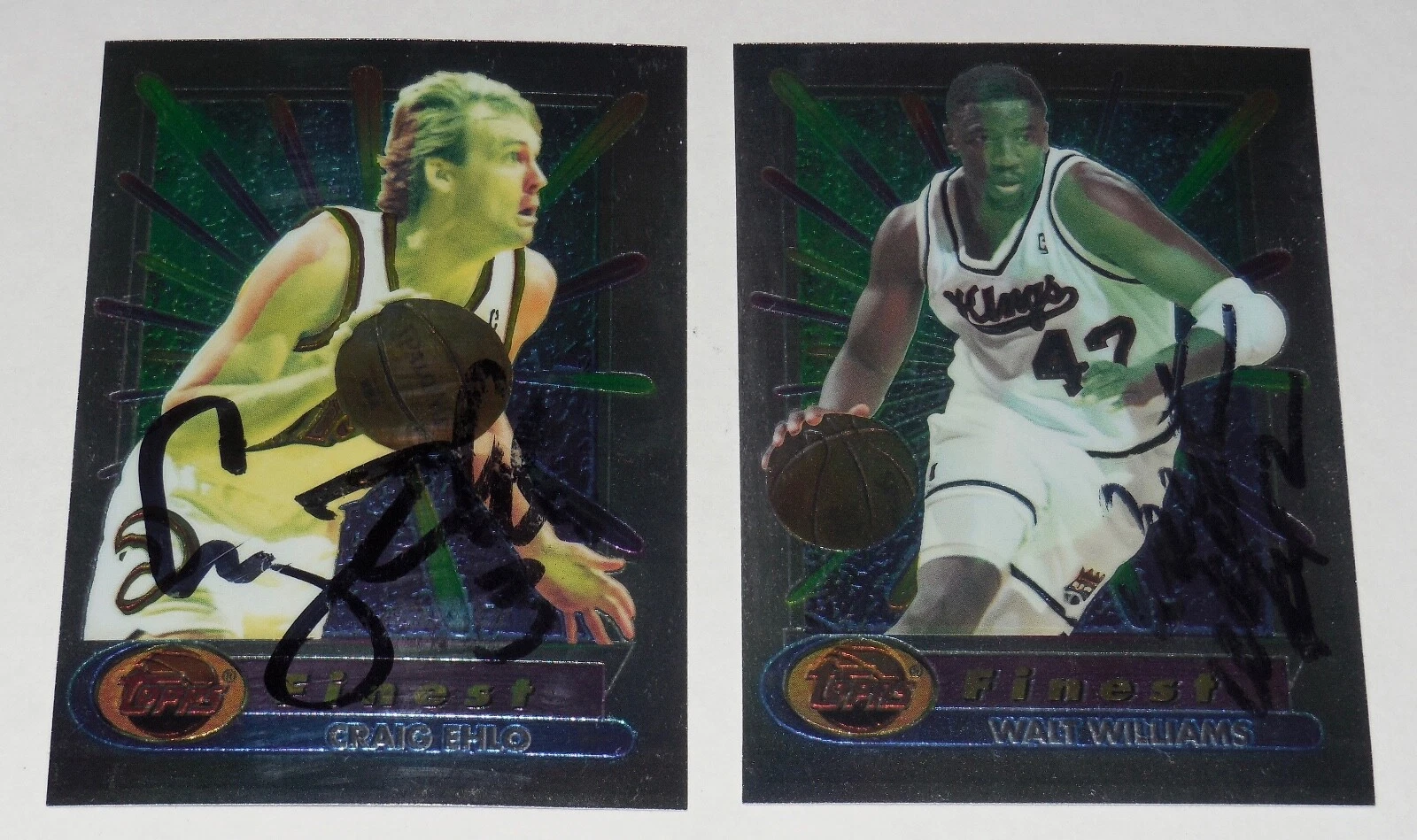 CRAIG EHLO & WALT WILLIAMS 1994 FINEST AUTOGRAPHED BASKETBALL CARDS (CAVS KINGS)
