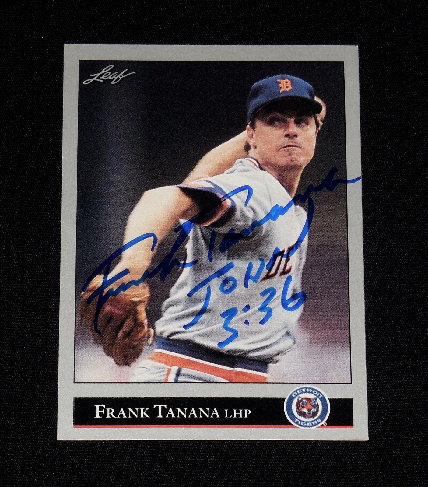 FRANK TANANA 1992 LEAF AUTOGRAPHED BASEBALL CARD (DETROIT TIGERS)