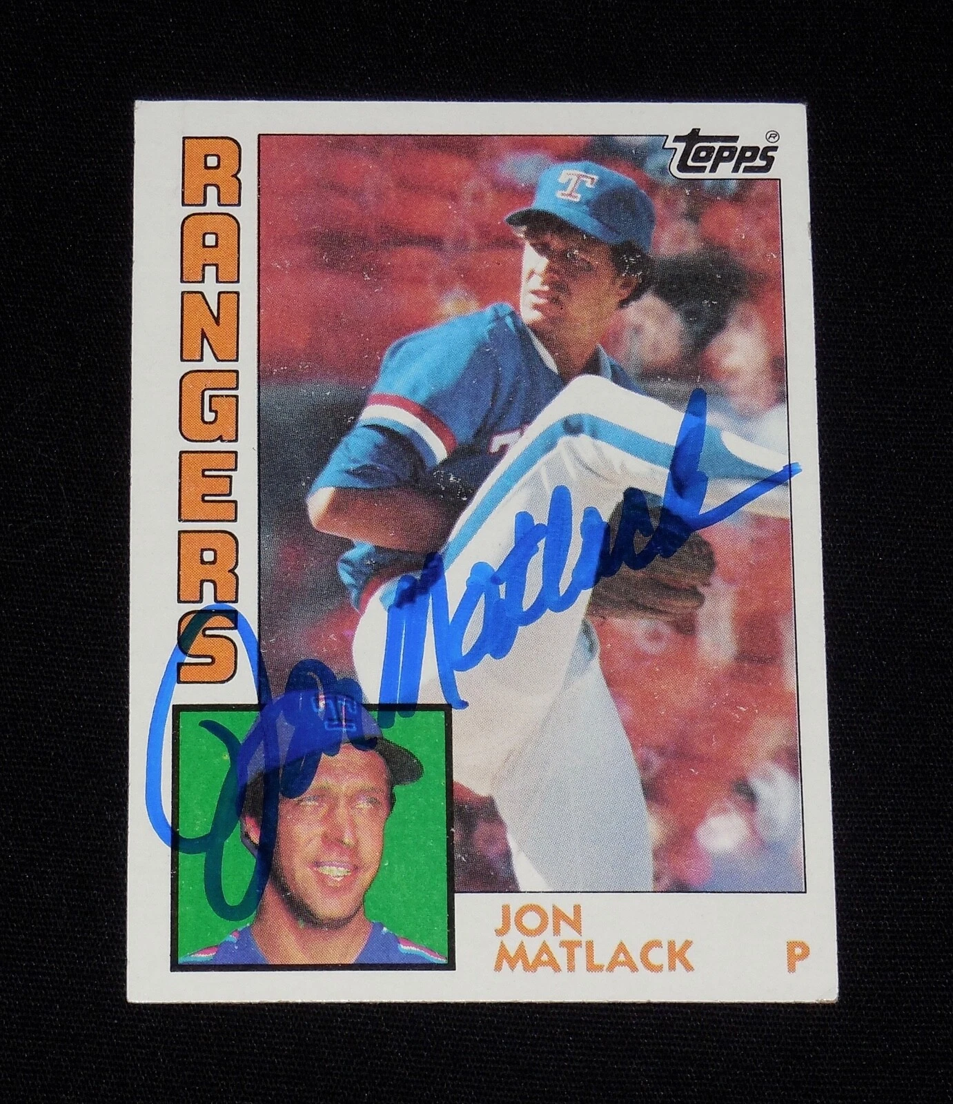 JON MATLACK 1984 TOPPS AUTOGRAPHED BASEBALL CARD (TEXAS RANGERS)