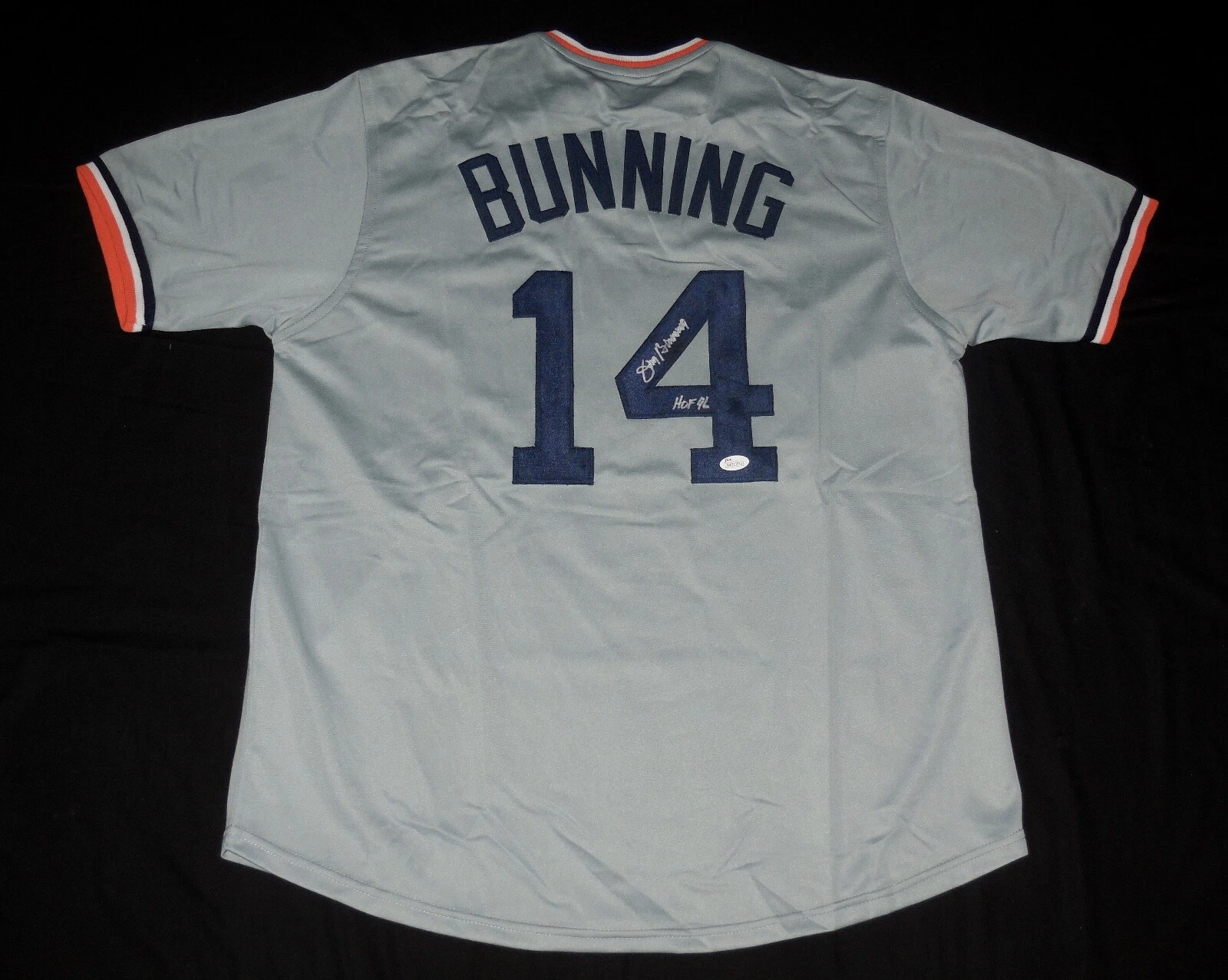 JIM BUNNING AUTOGRAPHED CUSTOM JERSEY (DETROIT TIGERS) - JSA COA!