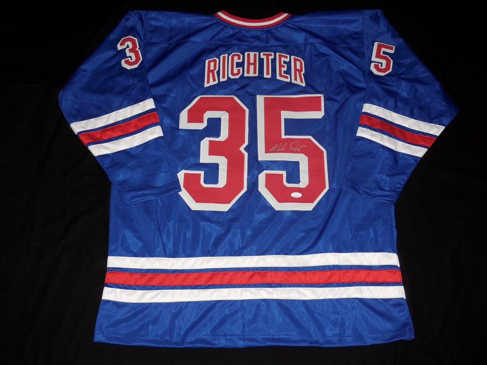 MIKE RICHTER AUTOGRAPHED CUSTOM JERSEY (NEW YORK RANGERS) - JSA COA!