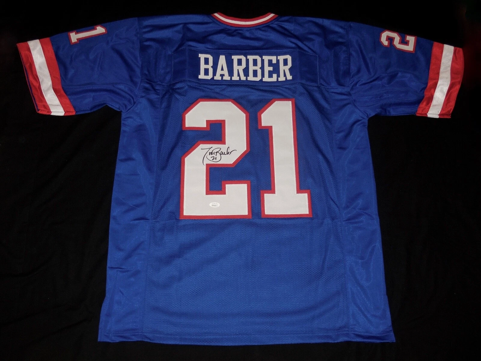 TIKI BARBER AUTOGRAPHED CUSTOM JERSEY (NEW YORK GIANTS) - JSA COA!