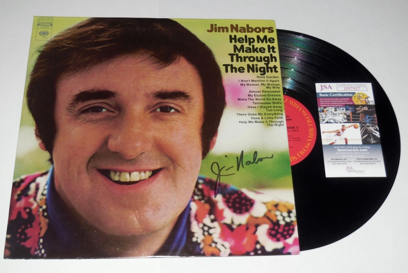 JIM NABORS AUTOGRAPHED COMEDY ALBUM (HELP MAKE IT THROUGH THE NIGHT) - JSA COA!