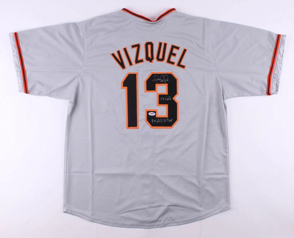 OMAR VIZQUEL AUTOGRAPHED CUSTOM JERSEY (SAN FRANCISCO GIANTS) - PSA DNA!