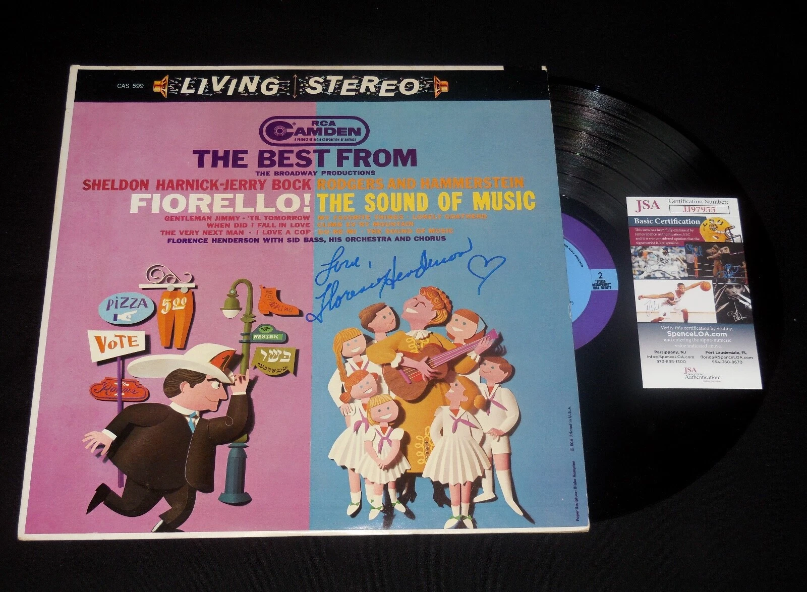 FLORENCE HENDERSON AUTOGRAPHED RECORD ALBUM (THE SOUND OF MUSIC) - JSA COA!