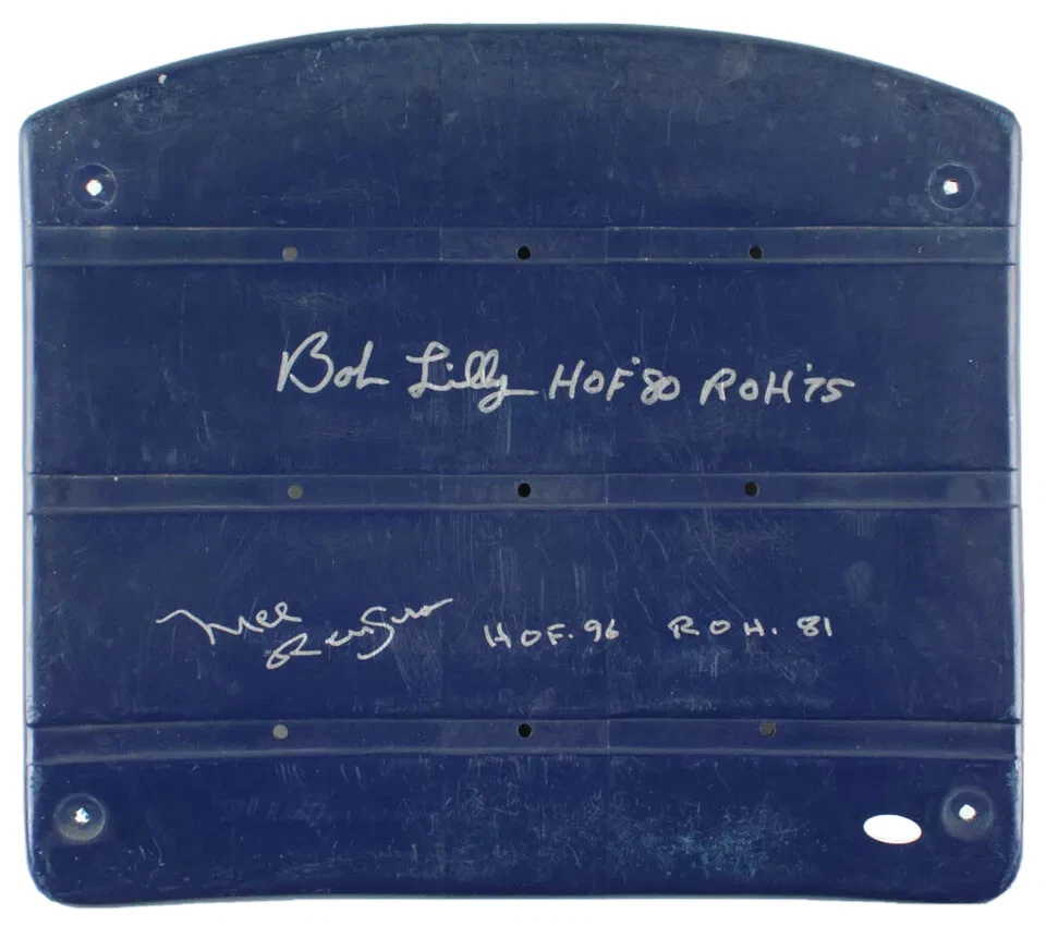 BOB LILLY & MEL RENFRO AUTOGRAPHED STADIUM SEAT BACK (DALLAS COWBOYS) - JSA COA!