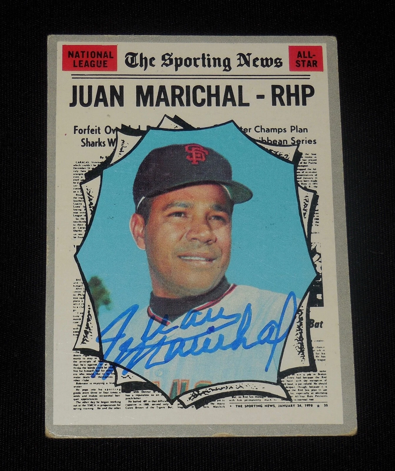 JUAN MARICHAL 1970 TOPPS #466 AUTOGRAPHED BASEBALL CARD (SAN FRANCISCO GIANTS)