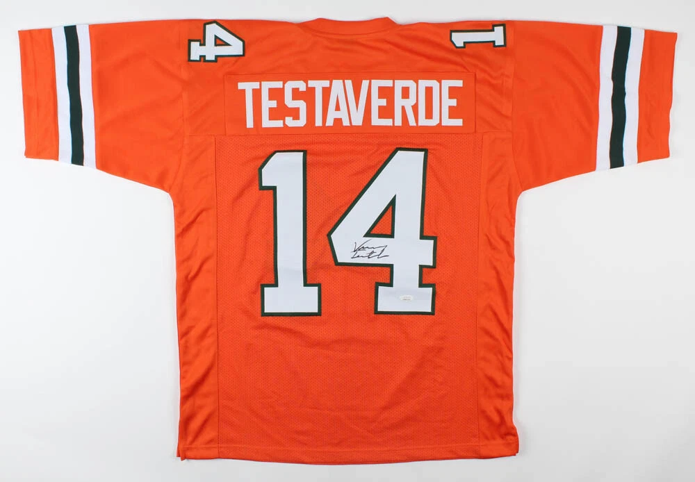 VINNY TESTAVERDE AUTOGRAPHED CUSTOM JERSEY (MIAMI HURRICANES) - JSA COA!