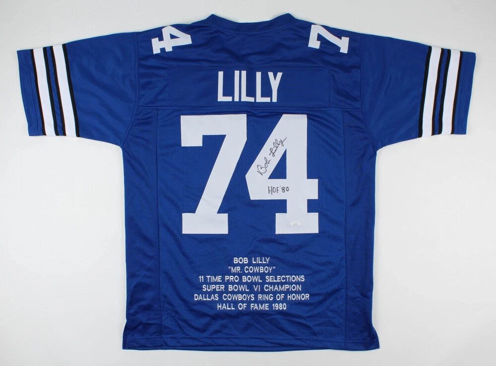 BOB LILLY AUTOGRAPHED CUSTOM STAT JERSEY (DALLAS COWBOYS) - JSA COA!