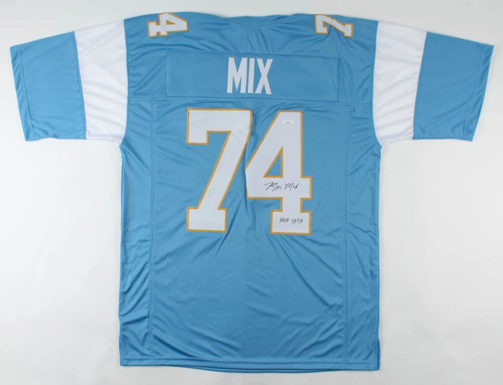 RON MIX AUTOGRAPHED CUSTOM JERSEY (SAN DIEGO CHARGERS) - JSA COA! - HOF 1979!