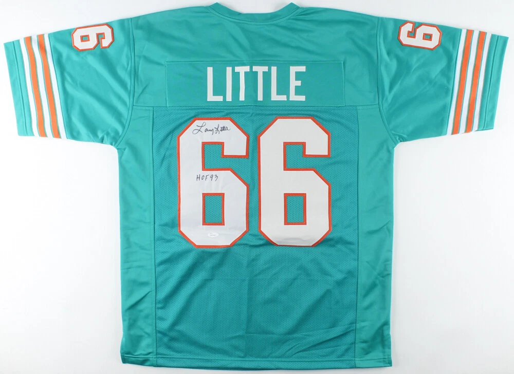 LARRY LITTLE AUTOGRAPHED CUSTOM FOOTBALL JERSEY (MIAMI DOLPHINS) - JSA COA!