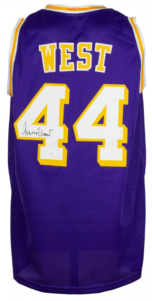 JERRY WEST AUTOGRAPHED CUSTOM JERSEY (LOS ANGELES LAKERS) - JSA COA!