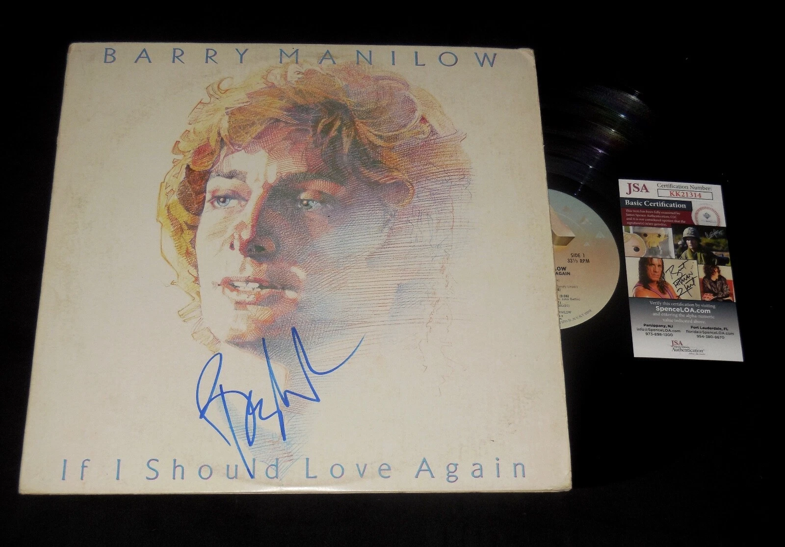 BARRY MANILOW AUTOGRAPHED VINYL RECORD ALBUM (IF I SHOULD LOVE AGAIN) - JSA COA!