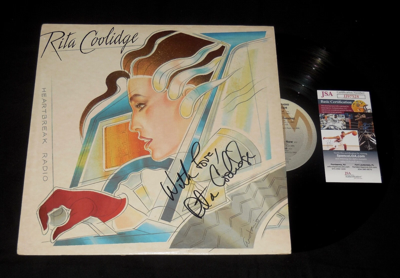 RITA COOLIDGE AUTOGRAPHED VINYL RECORD ALBUM (HEARTBREAK RADIO) - JSA COA!