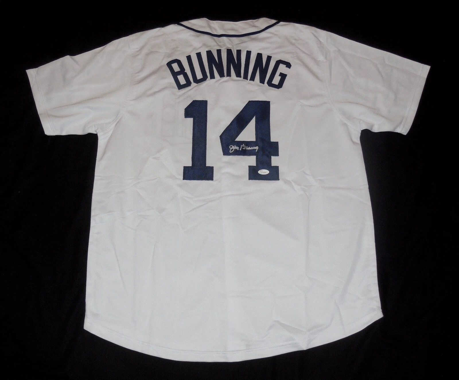 JIM BUNNING AUTOGRAPHED CUSTOM JERSEY (DETROIT TIGERS) - JSA COA!