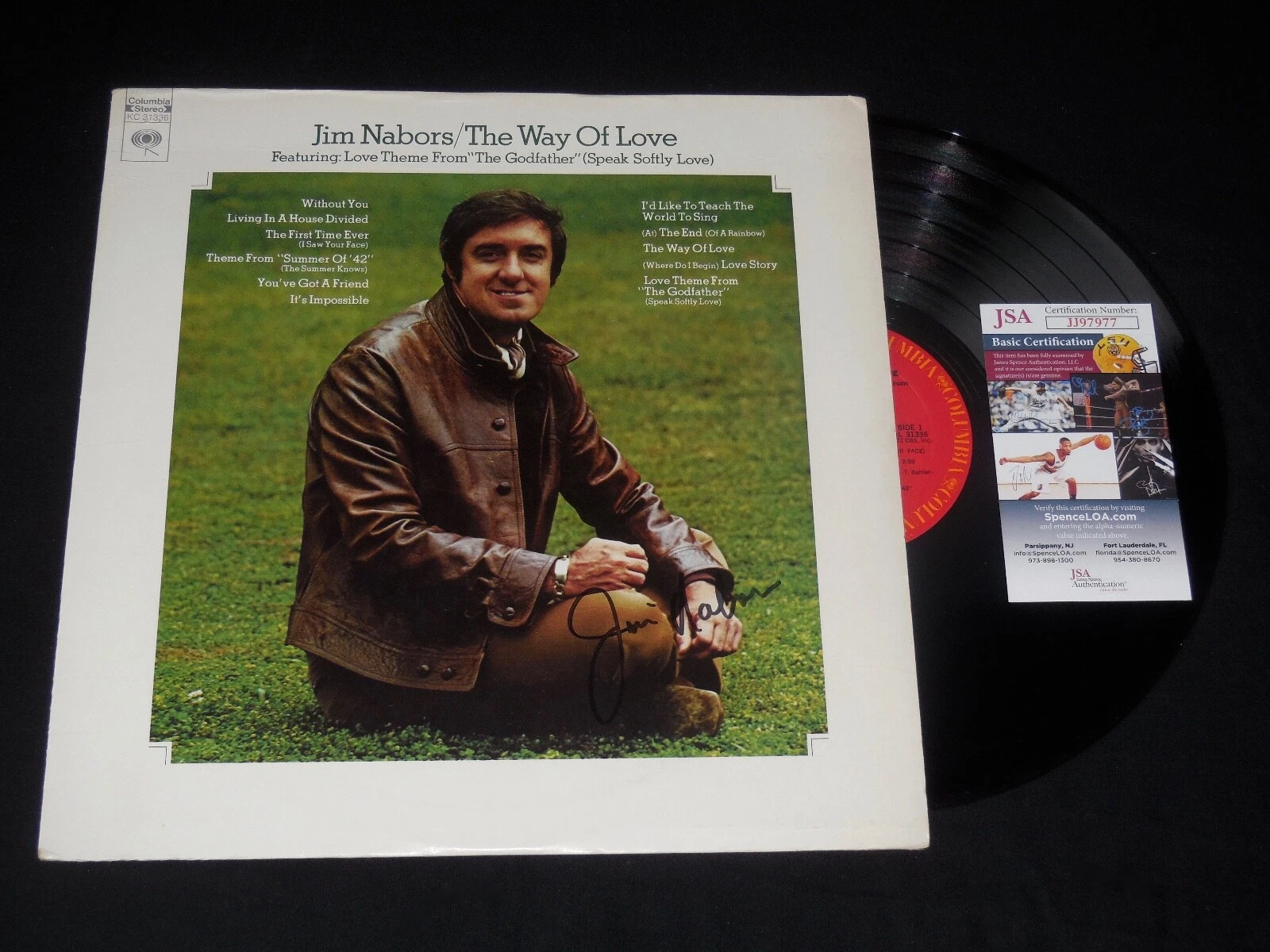 JIM NABORS AUTOGRAPHED VINYL RECORD ALBUM (THE WAY OF LOVE) - JSA COA!