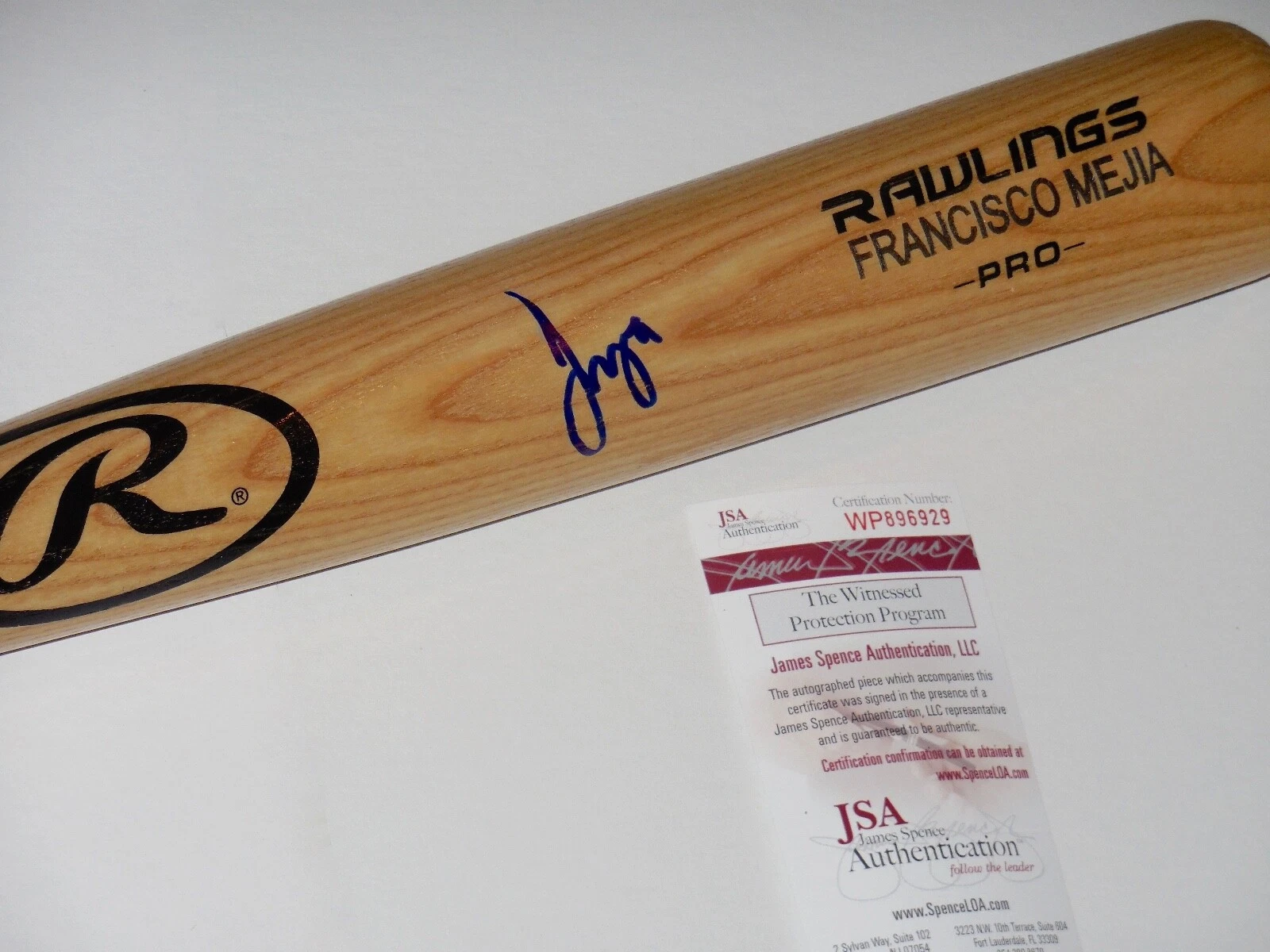 FRANCISCO MEJIA AUTOGRAPHED RAWLINGS BAT (TAMPA BAY RAYS) - JSA COA!