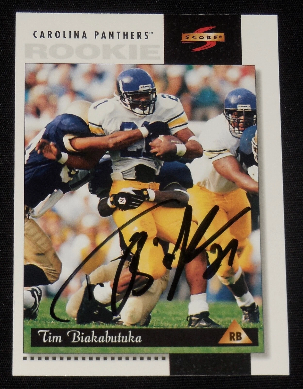TIM BIAKABUTUKA AUTOGRAPHED 1996 SCORE ROOKIE FOOTBALL CARD (PANTHERS)