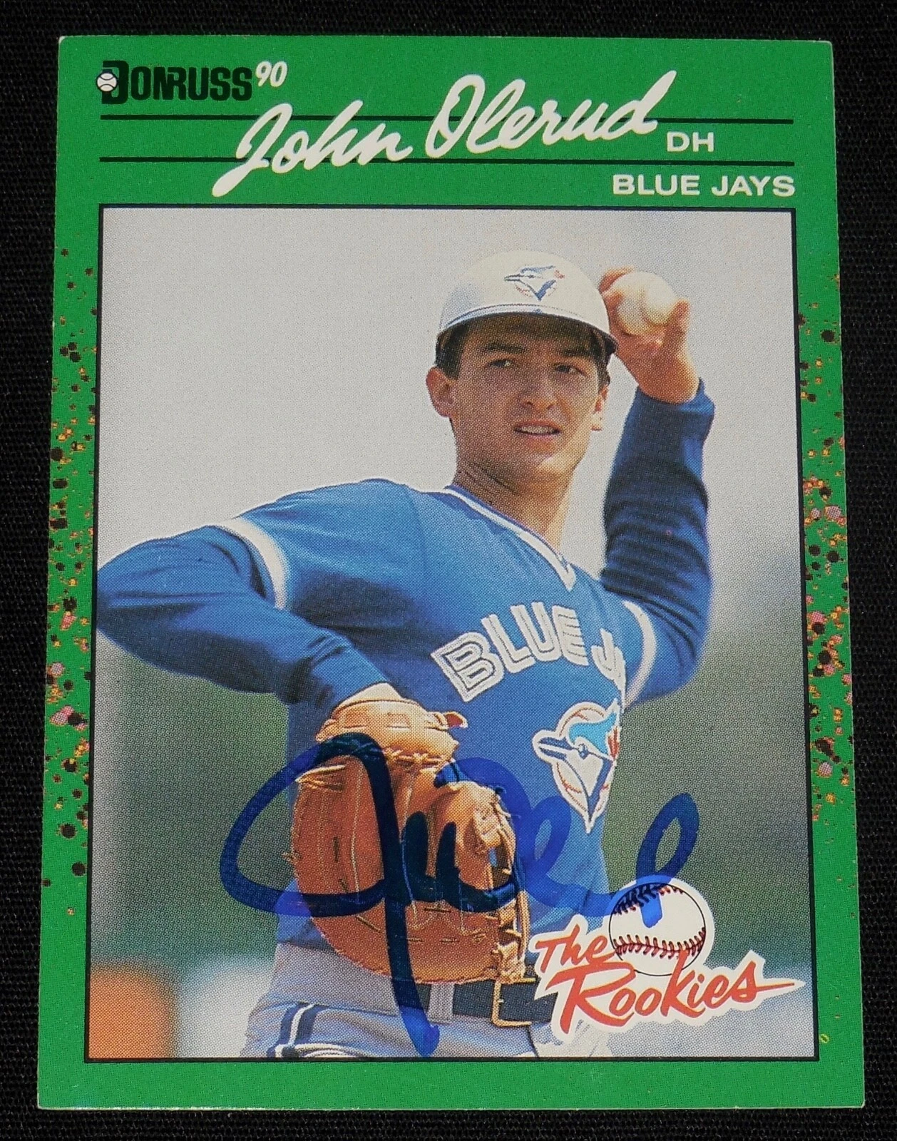 JOHN OLERUD AUTOGRAPHED 1990 DONRUSS ROOKIE BASEBALL CARD (TORONTO BLUE JAYS)
