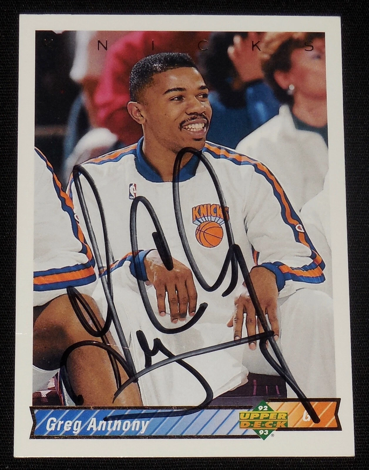 GREG ANTHONY AUTOGRAPHED 1992-93 UPPER DECK BASKETBALL CARD (NEW YORK KNICKS)