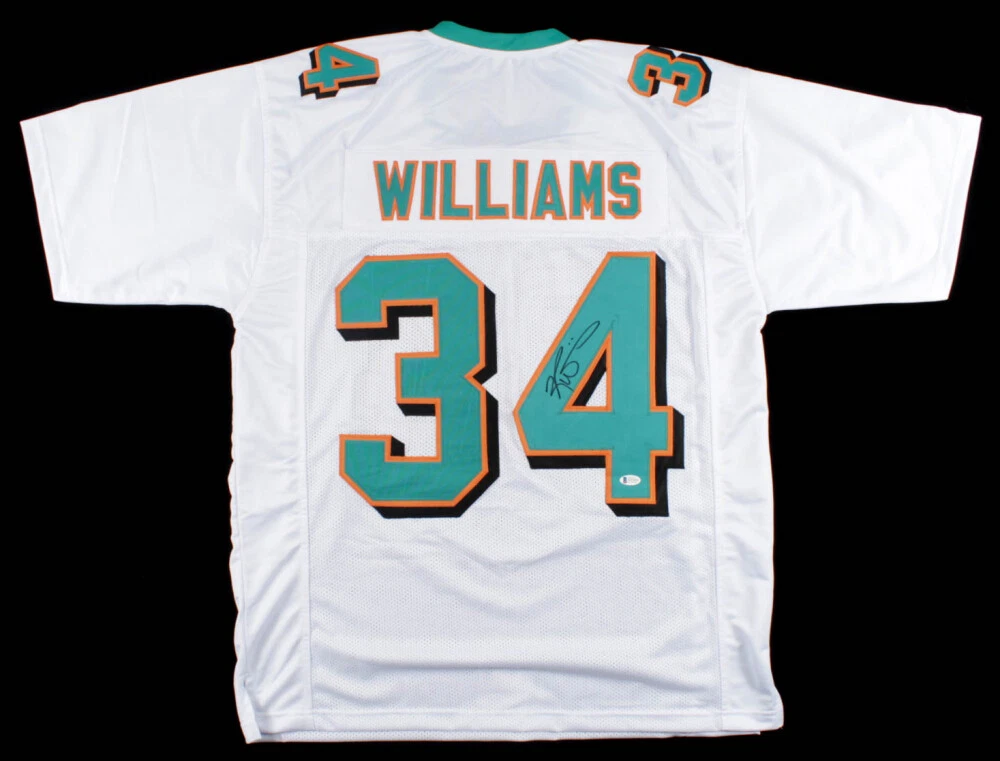 RICKY WILLIAMS AUTOGRAPHED CUSTOM JERSEY (MIAMI DOLPHINS) - BECKETT COA!