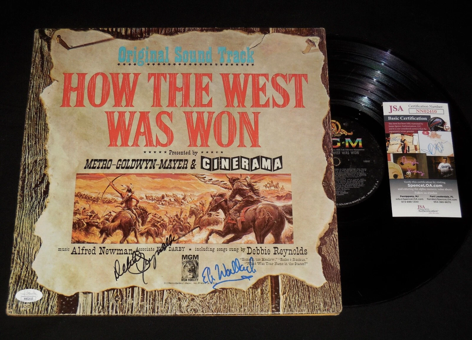 DEBBIE REYNOLDS & ELI WALLACH AUTOGRAPHED RECORD ALBUM (WEST WAS WON) - JSA COA!