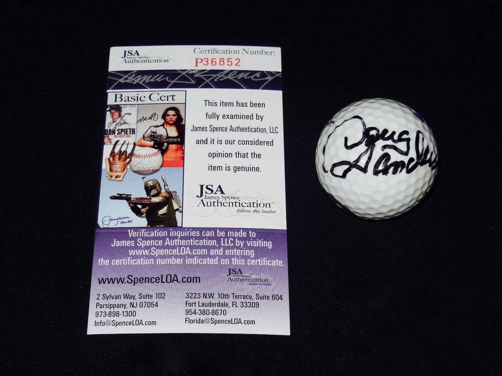 DOUG SANDERS AUTOGRAPHED GOLF BALL (PGA) - JSA COA!