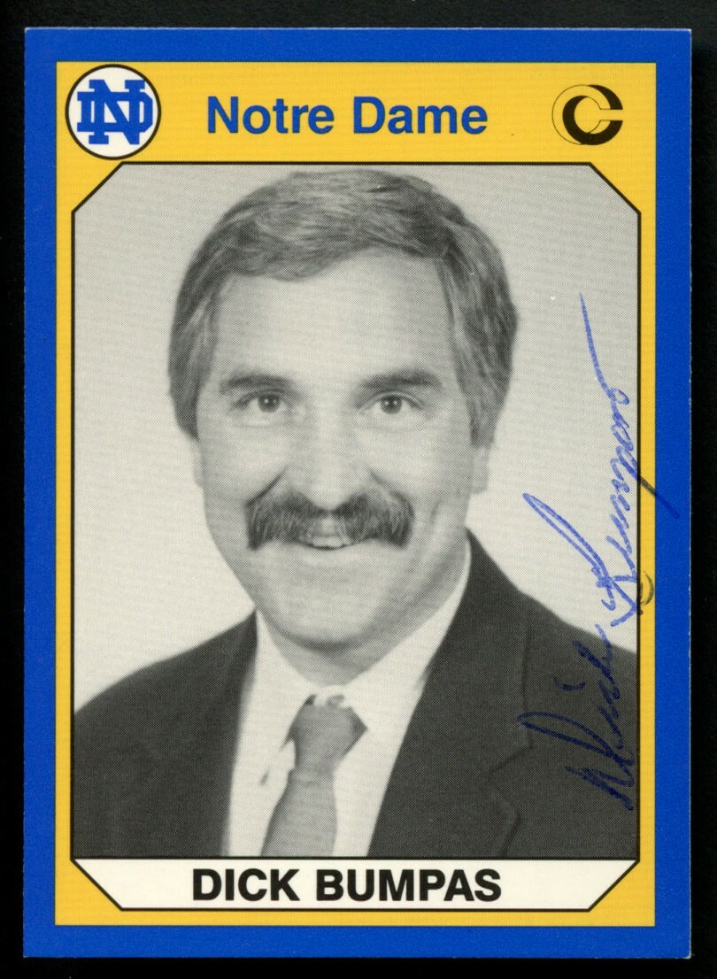 Dick Bumpas #136 signed autograph 1990 Notre Dame Collegiate Collection Card