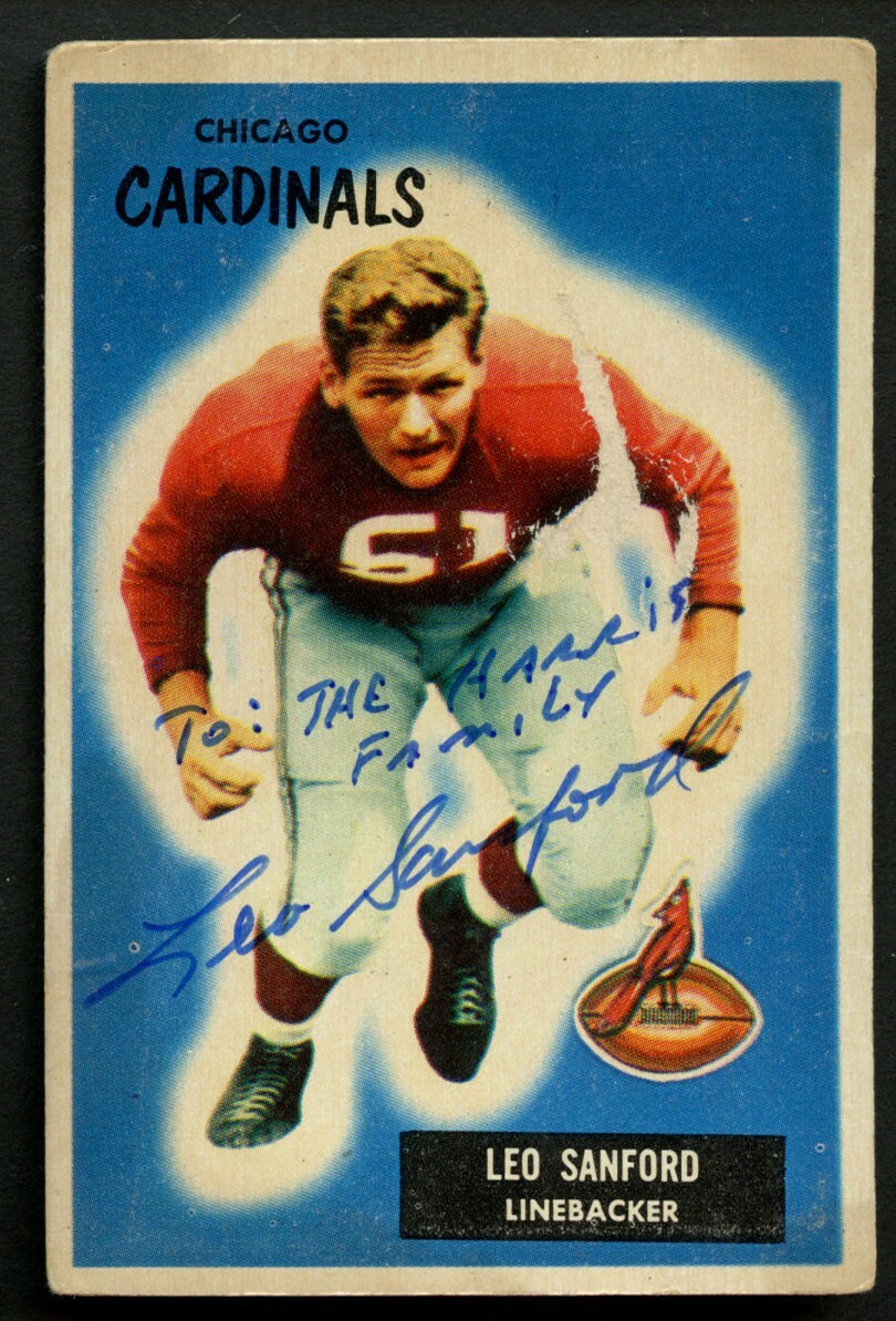 Leo Sanford #123 signed autograph auto 1955 Bowman Football Trading Card