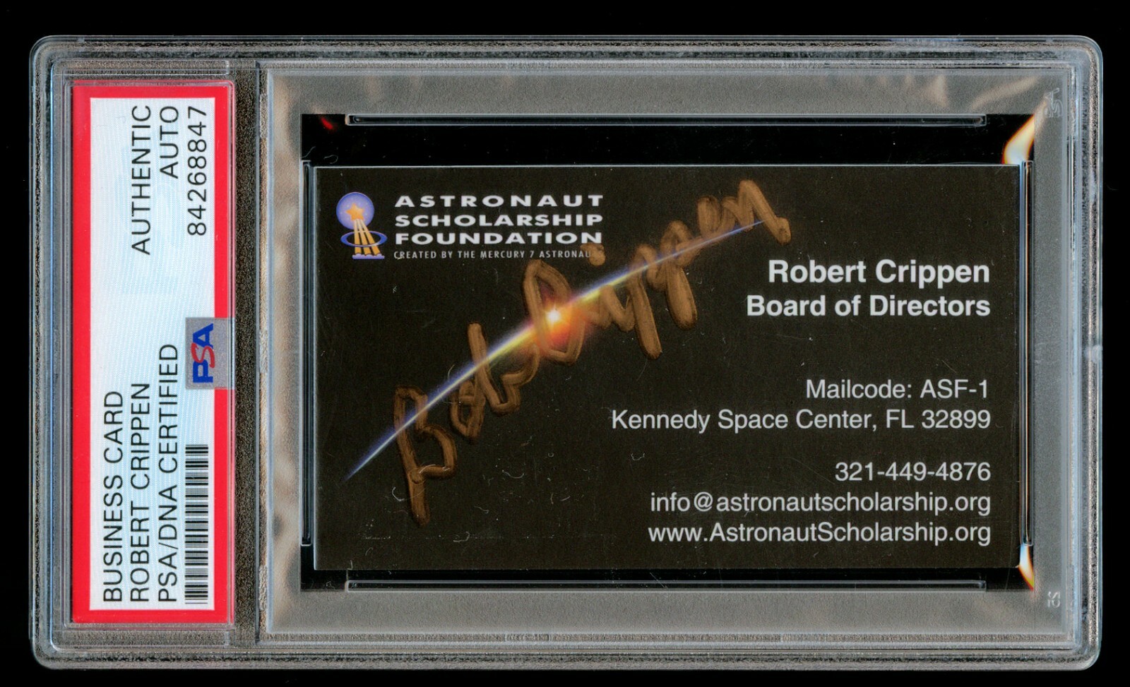 Robert Bob Crippen signed autograph auto Business Card Astronaut PSA Slabbed