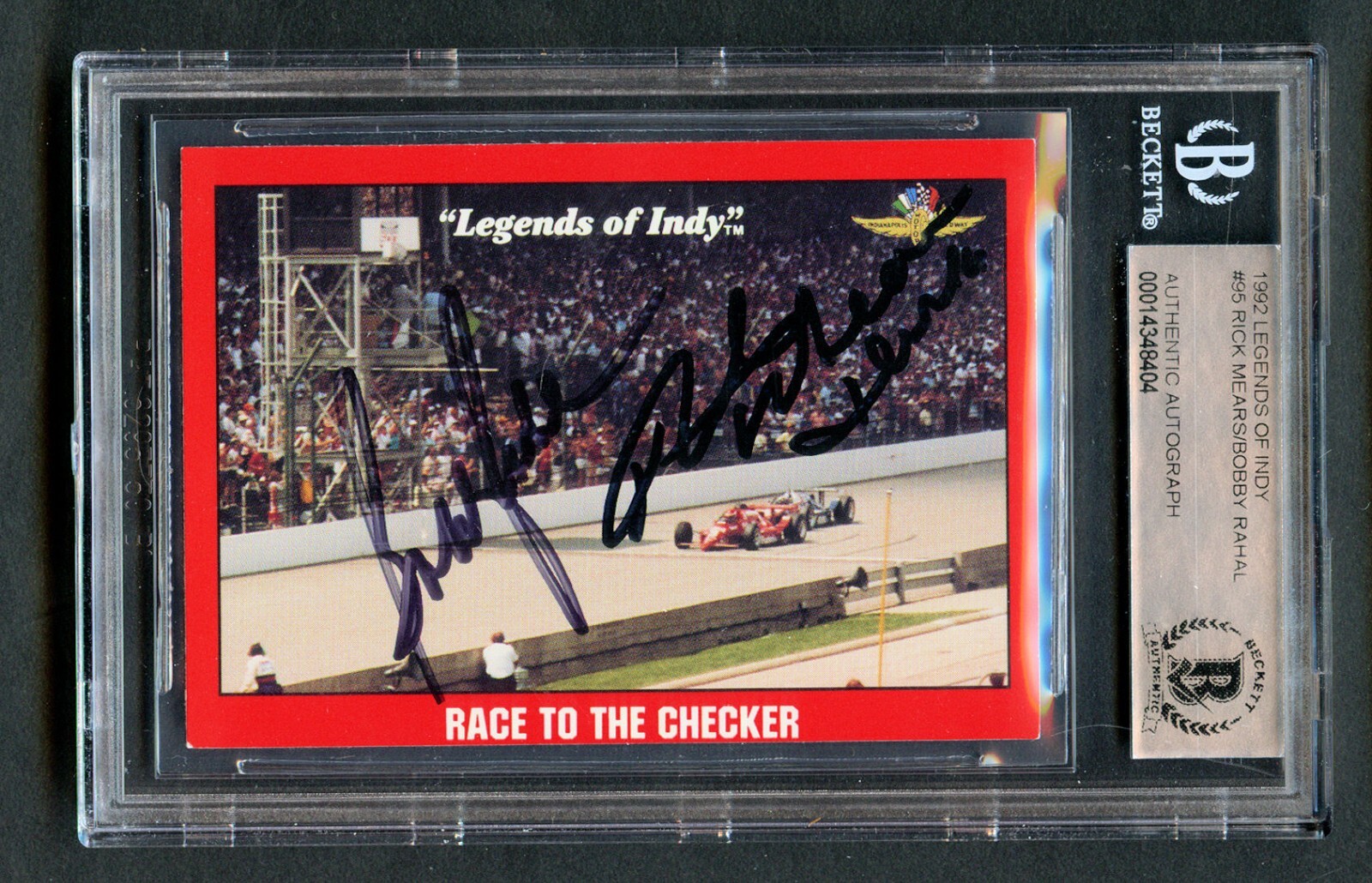 Rick Mears & Bobby Rahal #95 signed autograph auto 1992 Legends of Indy BAS Slab