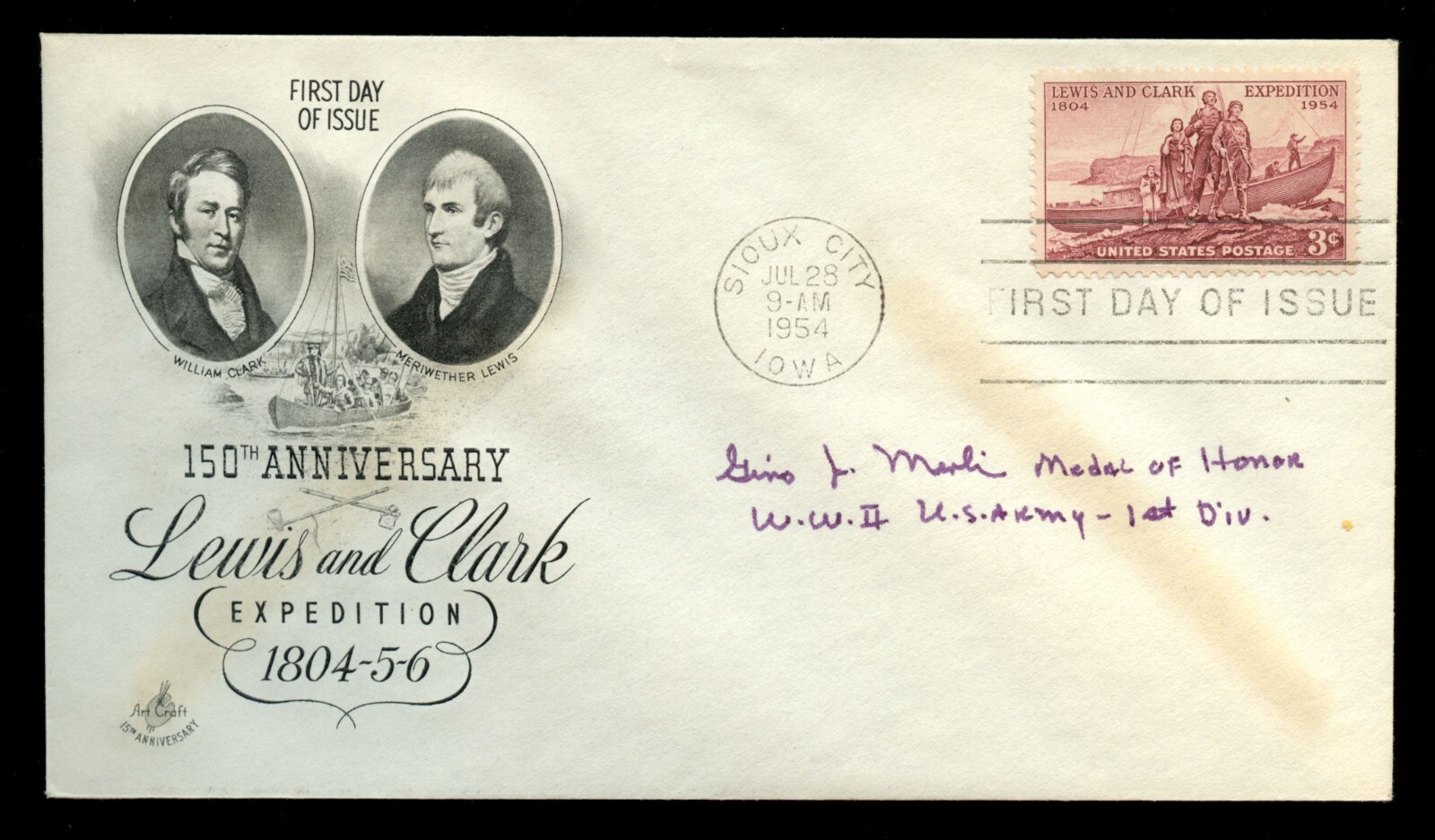 Gino Merli d2002 signed autograph auto FDC Medal of Honor Recipient US Army WWII
