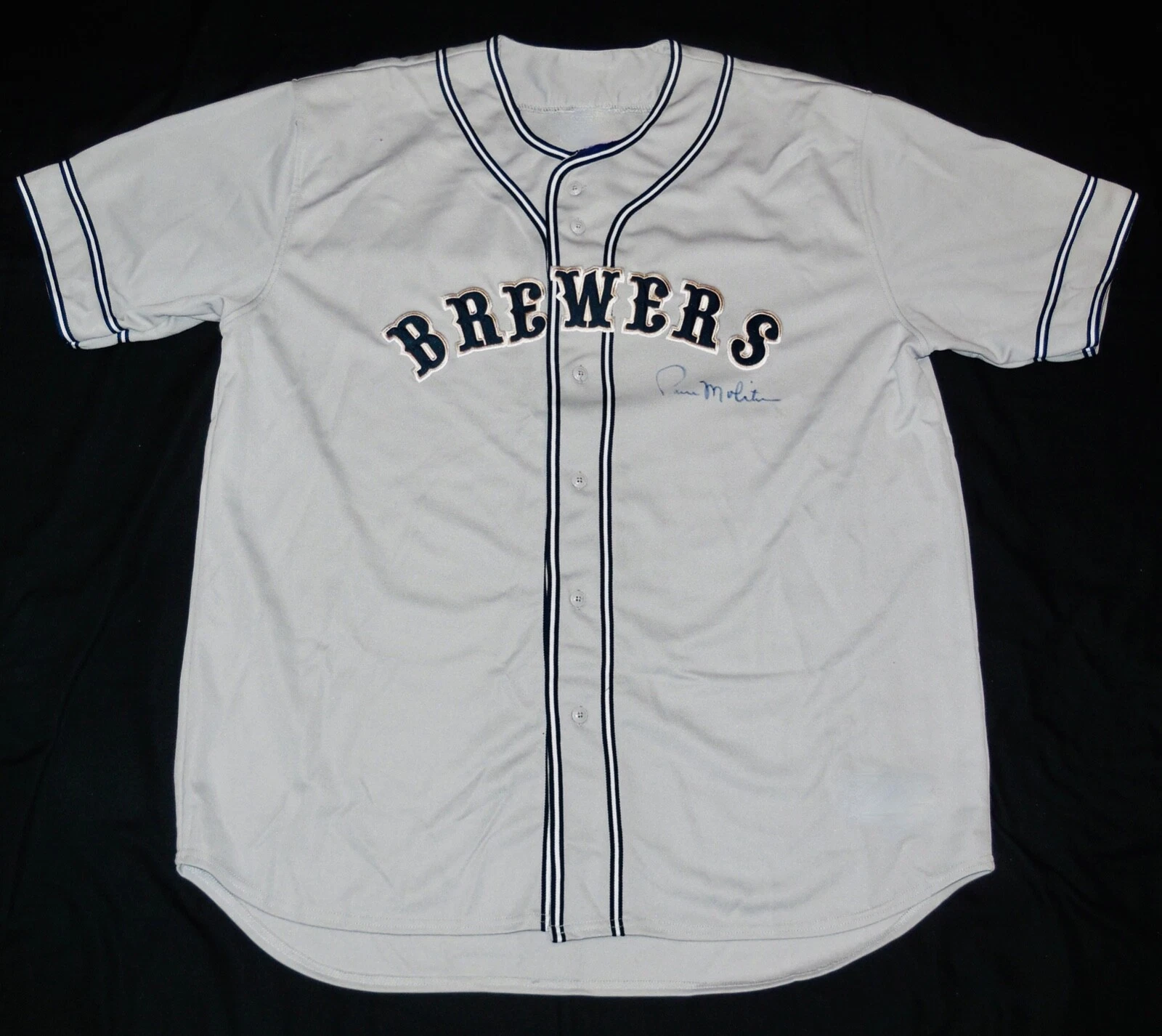 PAUL MOLITOR AUTOGRAPHED CUSTOM JERSEY (MILWAUKEE BREWERS) - HALL OF FAME!