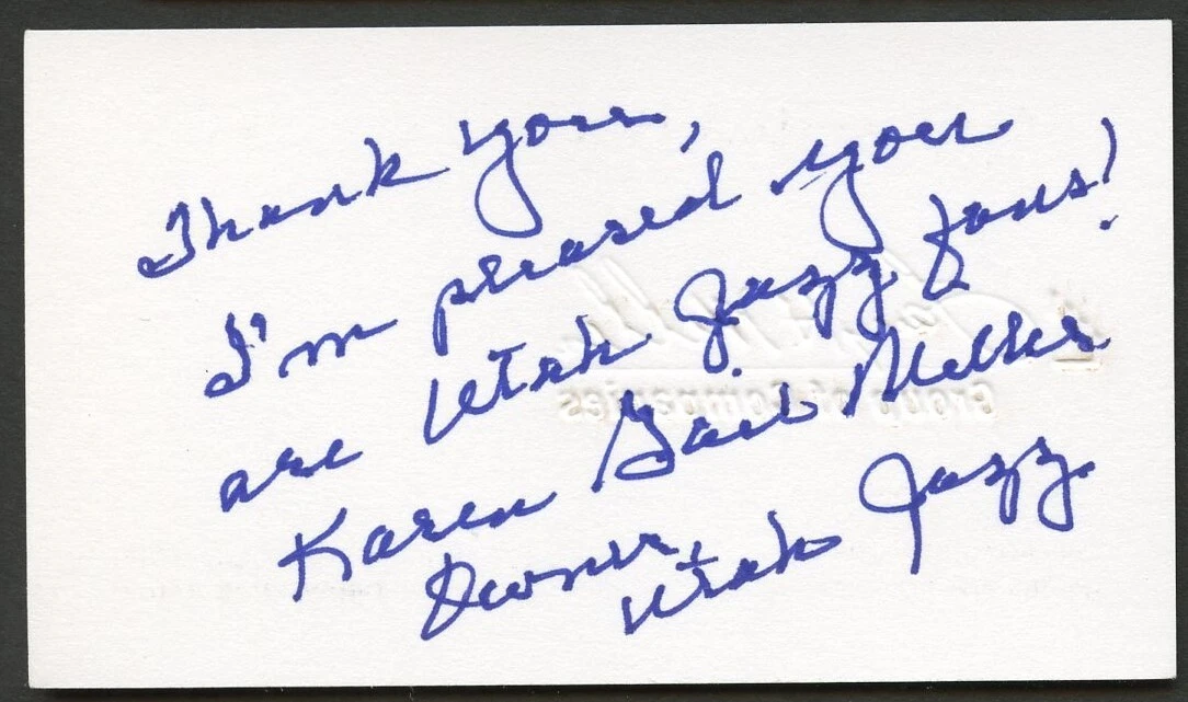 Karen Gail Miller signed autograph Owner Larry Miller Group Business Card BC163