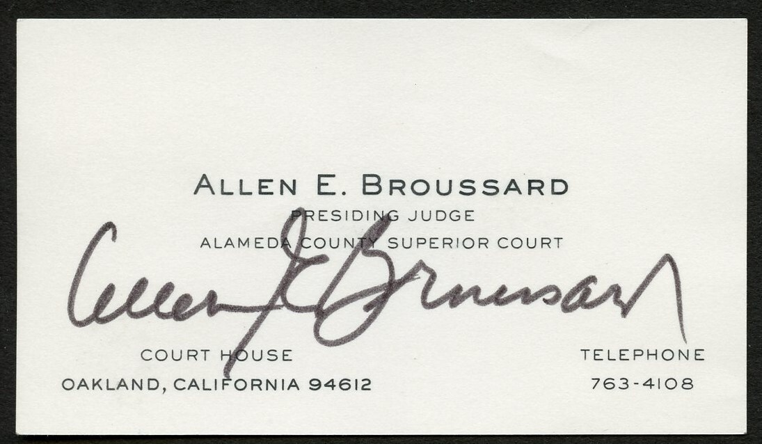 Allen E Broussard signed autograph auto Presiding Judge Business Card BC710