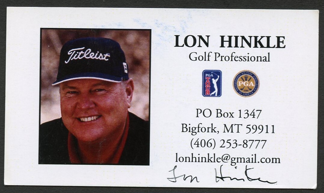 Lon Hinkle signed autograph auto Professional Golfer Business Card BC763
