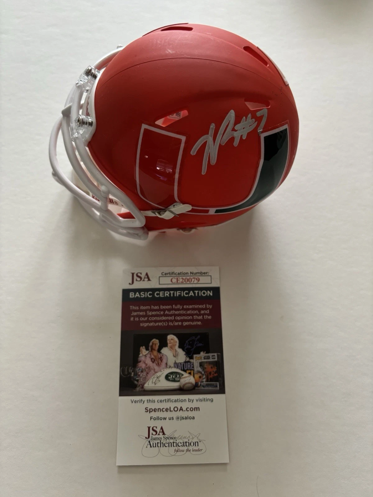 XAVIER RESTREPO MIAMI HURRICANES TENNESSEE TITANS SIGNED MINI HELMET JSA COA