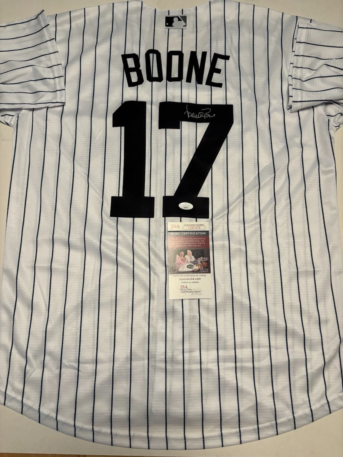 AARON BOONE SIGNED #19 NEW YORK YANKEES  JERSEY AUTOGRAPHED JSA COA