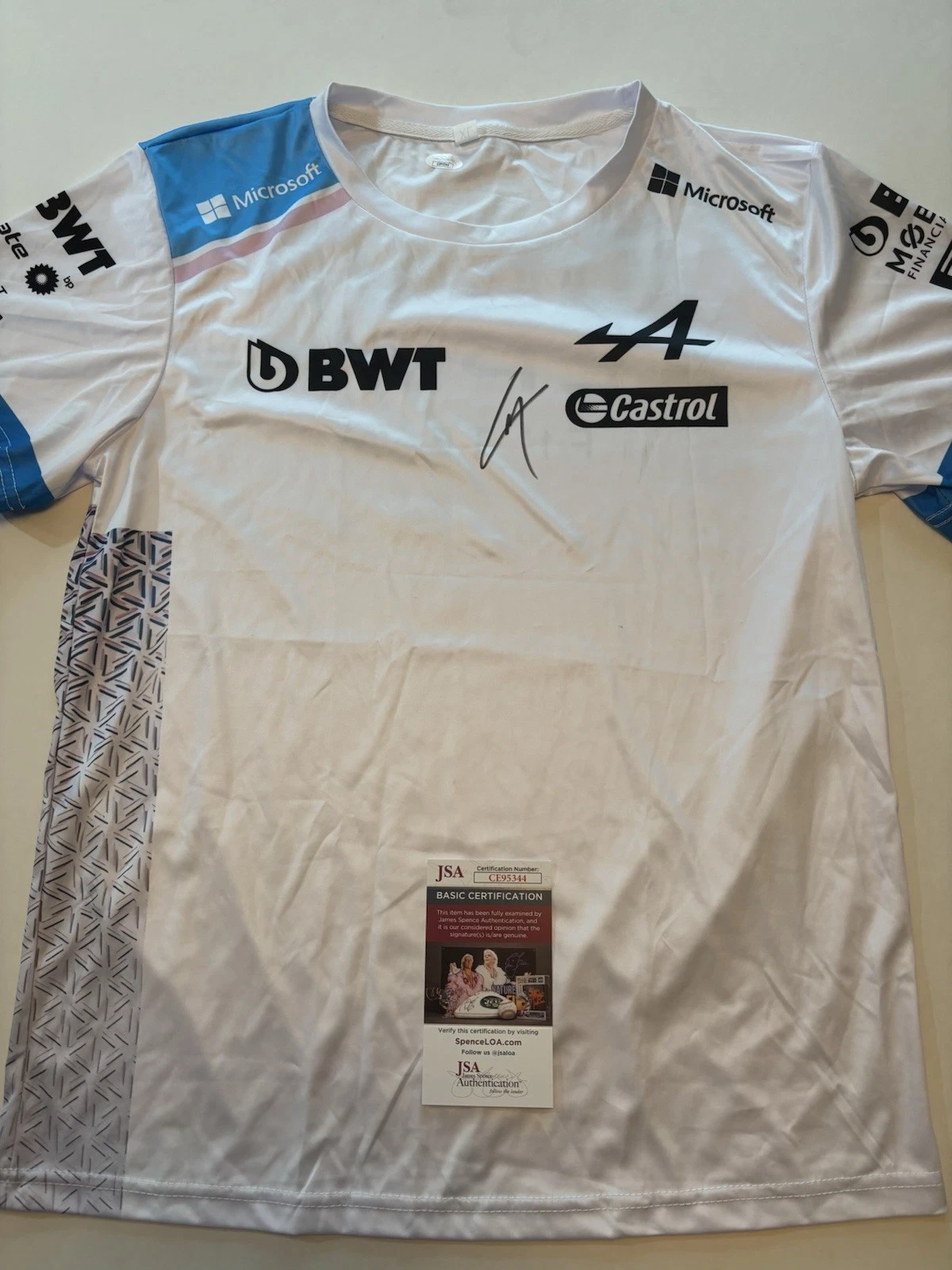 Pierre Gasly Signed Alpha Tauri Racing Shirt Champion Superstar JSA Auth