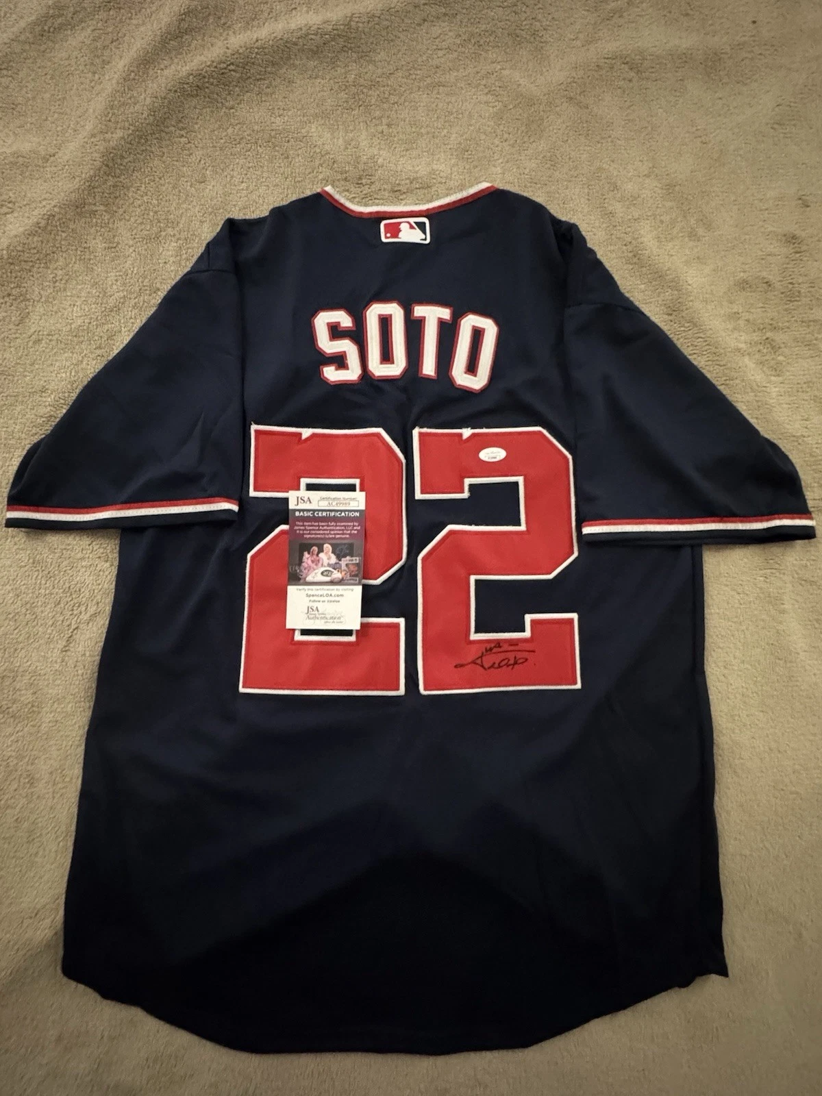Juan Soto SIGNED Washington Nationals Jersey w/ JSA COA